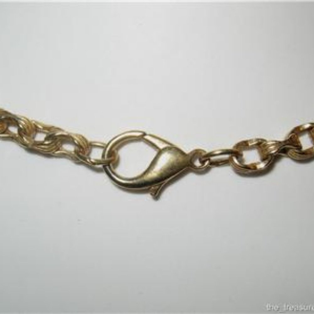 30" Gold Ring Open Link Chain Necklace~Carved Brow - Picture 4 of 5
